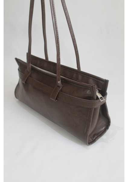 Enner Vintage Baget Çanta Acı Kahve