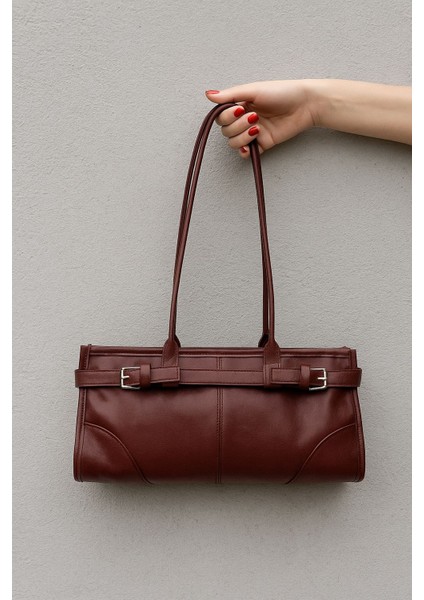 Enner Vintage Baget Çanta Bordo