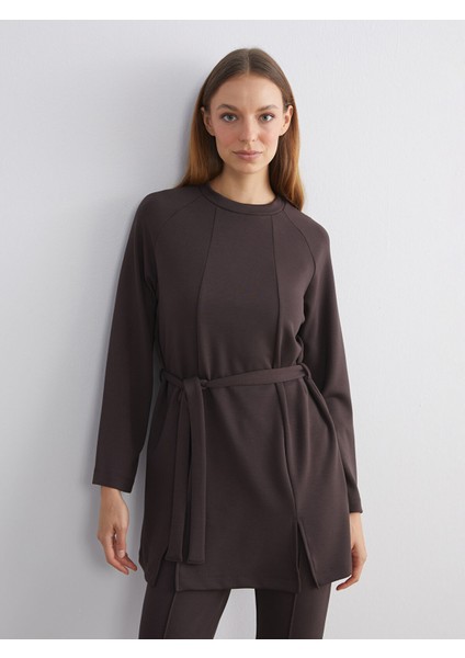 Yeni Sezon Beli Kuşaklı Kadın Sweatshirt Tunik