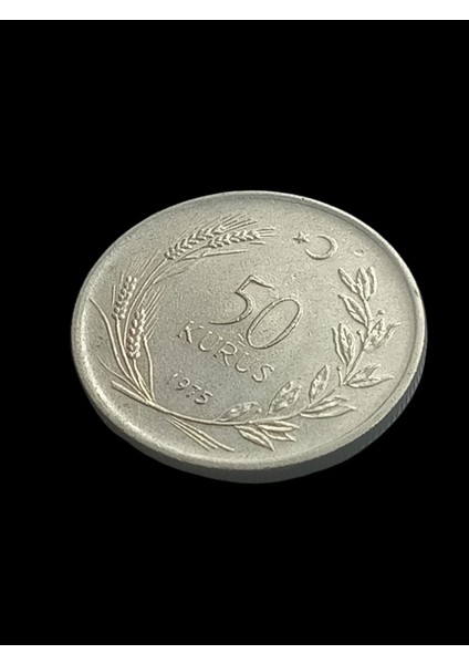 50 Kuruş 1975 Madeni Koleksiyon Para Lotu. Antika Koleksiyon Para.