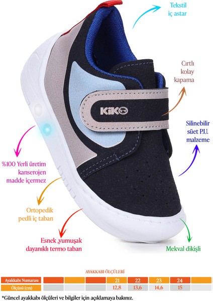 Kugan Cırtlı Işıklı Erkek Bebek Yürüyüş Spor Ayakkabı fiyatları