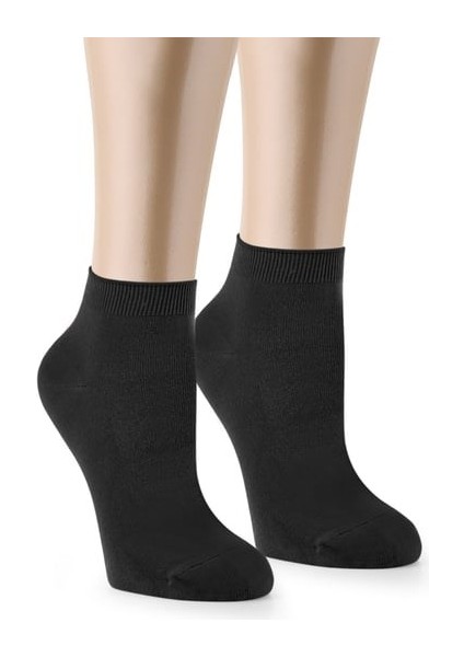 Kadın 6 Çift Siyah Patik Çorap-Düz Siyah indirimleri