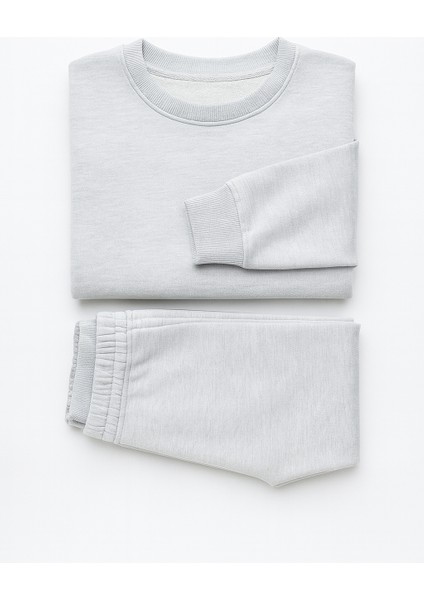 3 Iplik Şardonlu Bisiklet Yaka Geniş Kalıp Beli Lastikli Kadın Eşofman Takımı fırsatları