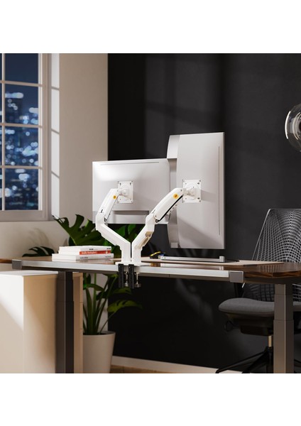 Nb F160 Beyaz Gazlı Yaylı Çift Monitör Kol Standı | 17”-27” Ekran Uyumlu | 360° Dönebilir | fırsatları