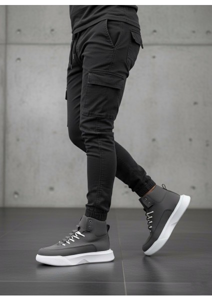 BA0321 Gizli Bağcıklı Erkek Füme Beyaz Taban Spor Bot modelleri