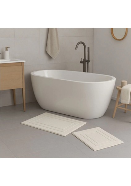 Nev Marka 2'li Banyo Paspası Line Krem