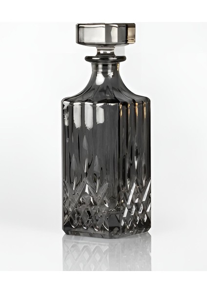 Duman Grisi Kristal Dekoratif Şişe – El Işçiliği Cam Obje (22 Cm)