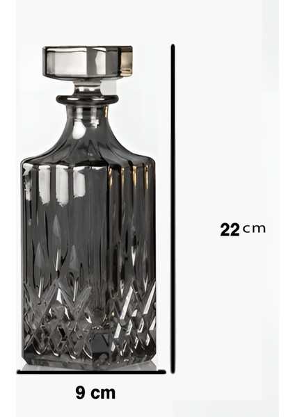 Duman Grisi Kristal Dekoratif Şişe – El Işçiliği Cam Obje (22 Cm)