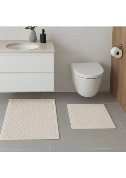 Nev Marka 2'li Banyo Paspası Rhytmic Krem