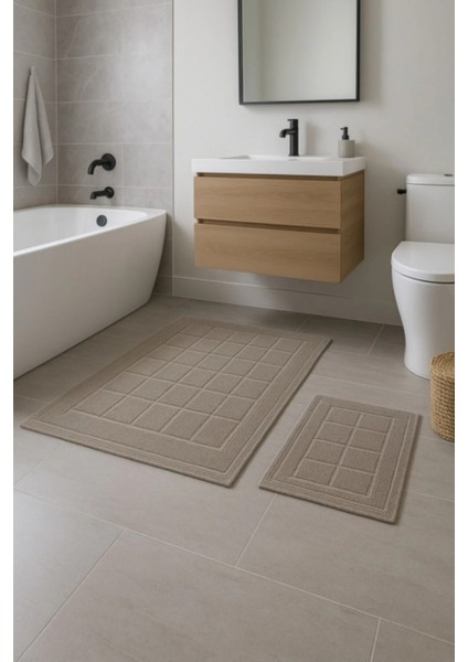 Nev Marka 2'li Banyo Paspası Carre Bej