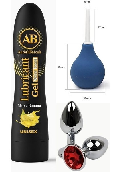 Auroraboreale Ab Set Muz Aromalı Yenilebilir Kayganlaştırıcı Jel 125 Ml+Anal Plug+Pompa SETQWX1XD2TÇ