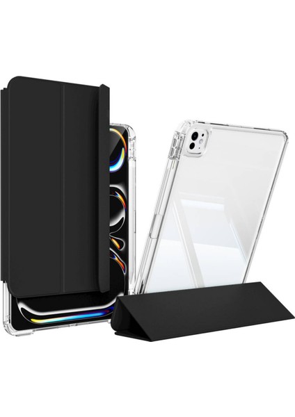 iPad Pro 11 2025 M5 Çip Uyumlu Airbagli Manyetik Ayrılabilen Fuchsia Sliding Tablet Kılıfı