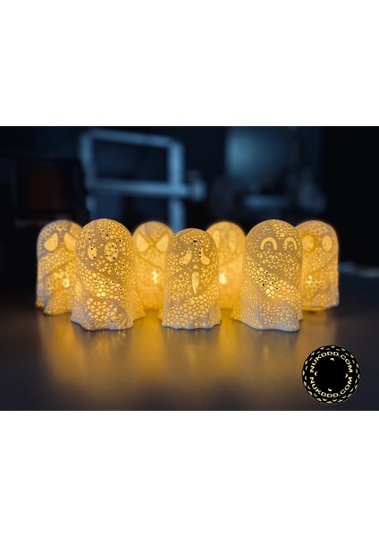 Cadılar Bayramı Işıklı Mini Hayalet Ghost Dekor Seti (4 Adet) | Halloween Parti ve Ev Dekoru