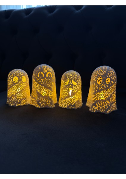 Cadılar Bayramı Işıklı Mini Hayalet Ghost Dekor Seti (4 Adet) | Halloween Parti ve Ev Dekoru fırsatları