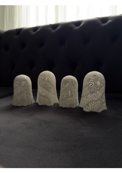 Cadılar Bayramı Işıklı Mini Hayalet Ghost Dekor Seti (4 Adet) | Halloween Parti ve Ev Dekoru