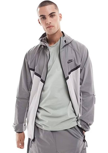 Tech Windrunner Woven Full Zip Loose Fit Jacket Erkek Bol Kesim Paraşüt Kumaş Kapüşonlu Ceket modelleri