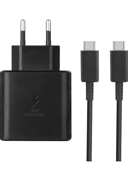 Samsung EP-TA845 Type-C 45W Hızlı Şarj Cihazı Adaptör Kafası + 5A Kablolu Takım Siyah
