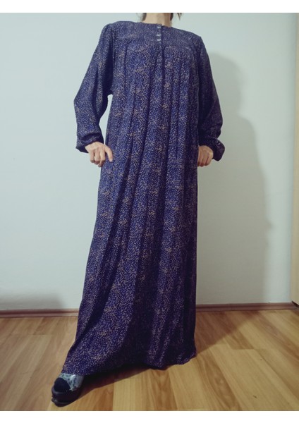 Robadan Uzun Kollu %100 Viskon Basma Çiçekli Anne Elbise, Namaz Elbisesi