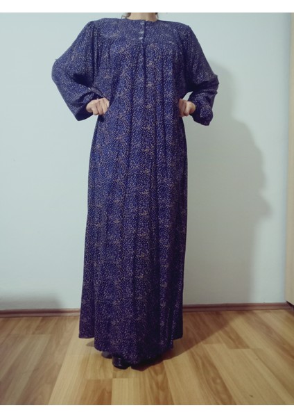 Robadan Uzun Kollu %100 Viskon Basma Çiçekli Anne Elbise, Namaz Elbisesi modelleri