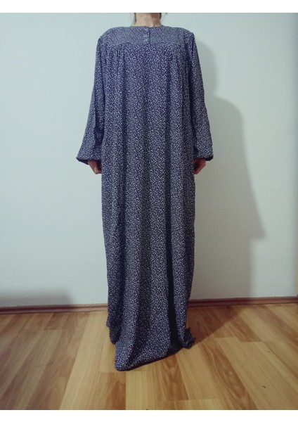 Robadan Uzun Kollu %100 Viskon Basma Çiçekli Anne Elbise, Namaz Elbisesi