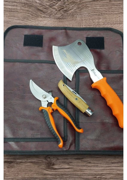 Balta Çakı Bağ Makası Budama Makası 3lü El Yapımı Kaymaz Sap