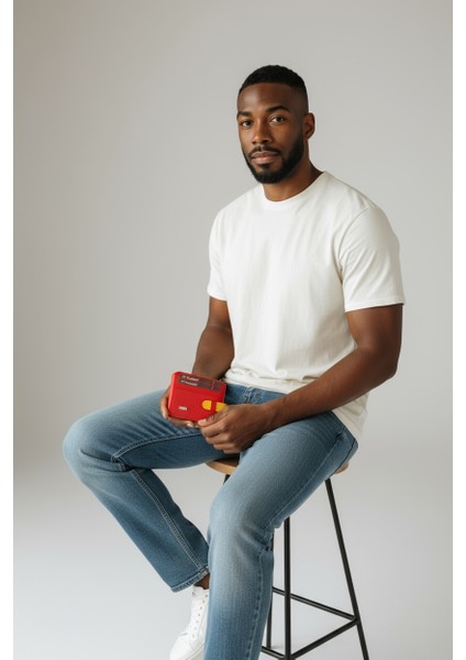 1145 1.sınıf İşçilik Hakiki Gerçek Deri Kartvizitlik Sevgiliye Hediye Doğum Günü Hediyesi Erkek Kredi Kartlık Kağıt Para Gözlü Kırmızı Sarı Renk Gerçek Lüks Arsel Deri Kartlık