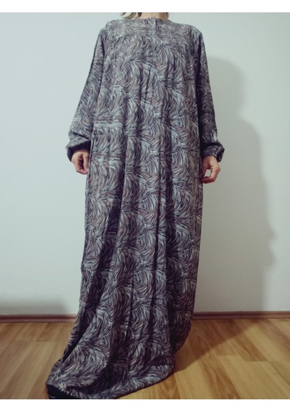 Robadan Uzun Kollu %100 Viskon Basma Çiçekli Anne Elbise, Namaz Elbisesi