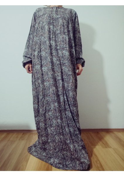 Robadan Uzun Kollu %100 Viskon Basma Çiçekli Anne Elbise, Namaz Elbisesi fiyatları