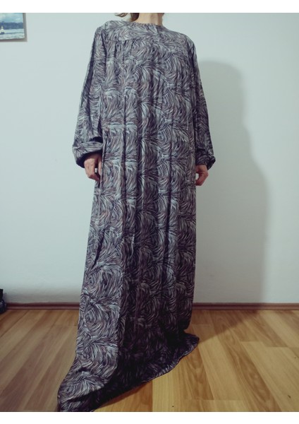 Robadan Uzun Kollu %100 Viskon Basma Çiçekli Anne Elbise, Namaz Elbisesi indirimleri