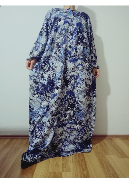 Robadan Uzun Kollu %100 Viskon Basma Çiçekli Anne Elbise, Namaz Elbisesi