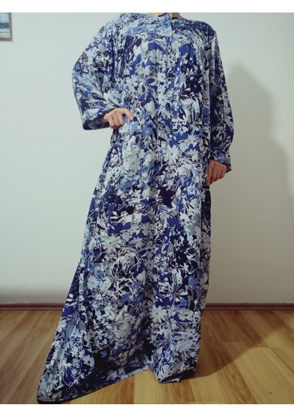Robadan Uzun Kollu %100 Viskon Basma Çiçekli Anne Elbise, Namaz Elbisesi modelleri