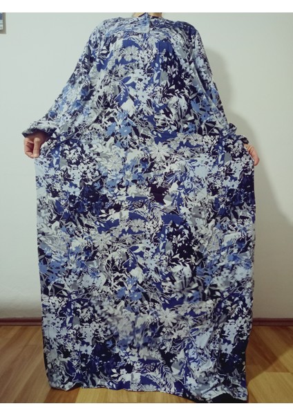 Robadan Uzun Kollu %100 Viskon Basma Çiçekli Anne Elbise, Namaz Elbisesi indirimleri