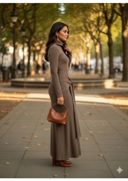 Kadın Uzun Kollubalıkçı Yaka Bürümcük Kumaş Kuşak Dahilkalem Elbise fiyatları