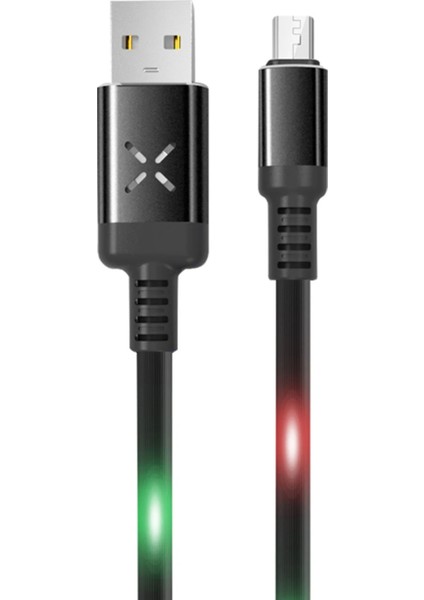 Zeroshop Konfulon DC09 Ses Duyarlı Işıklı Micro USB Kablo 1m 2A - Siyah