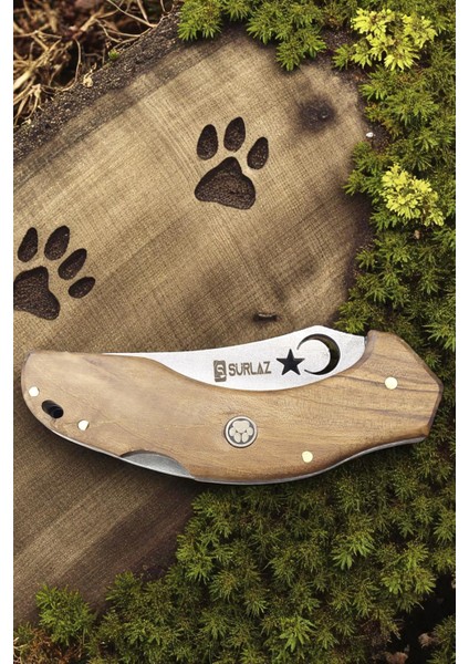 Çakı Özel Ay Yıldız Tasarımlı El Yapımı Isme Özel Ceviz Sap modelleri