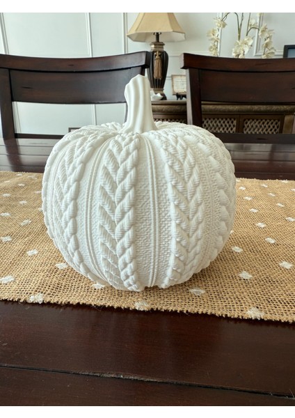 Dekoratif Bal Kabağı, Örgü Desenli Modern Bal Kabağı Figürü, Halloween Dekoru