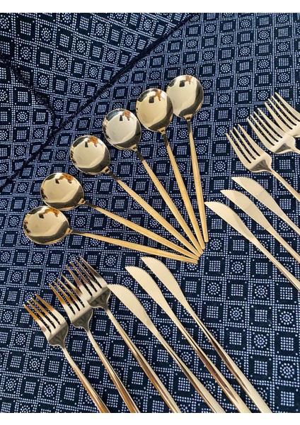 18 Parça Çatal Bıçak Takım 6kişilik Yemek Takımı Gold fiyatları