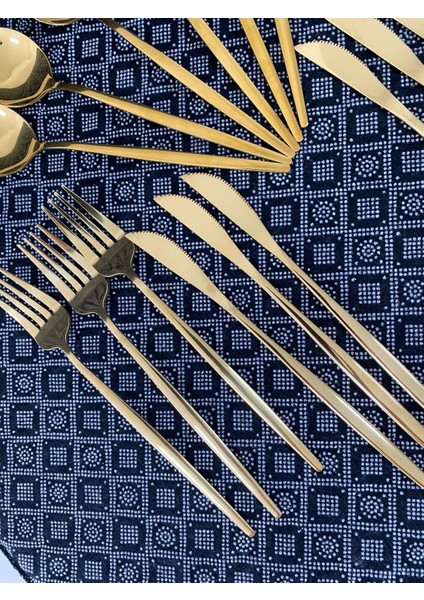 18 Parça Çatal Bıçak Takım 6kişilik Yemek Takımı Gold modelleri