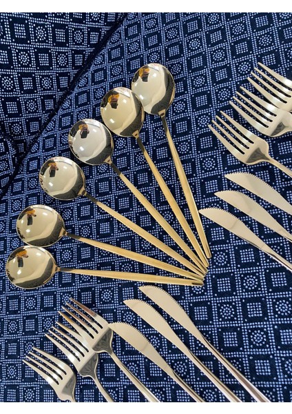 18 Parça Çatal Bıçak Takım 6kişilik Yemek Takımı Gold indirimleri