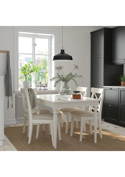 Ingatorp Açılır Yemek Masası Beyaz 4 6 Kişilik 155 / 215 x 87 Cm modelleri