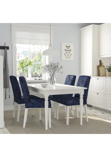 Ingatorp Açılır Yemek Masası Beyaz 4 6 Kişilik 155 / 215 x 87 Cm fırsatları