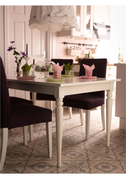 Ingatorp Açılır Yemek Masası Beyaz 4 6 Kişilik 155 / 215 x 87 Cm