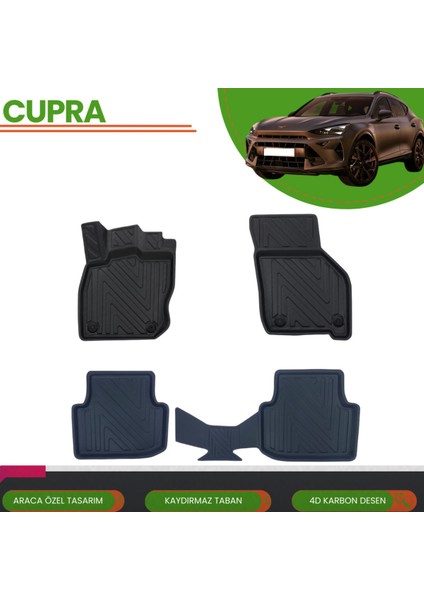 Cupra Formentor 2024+ Araca Özel 4d Havuzlu Paspas Takımı (Karbon)
