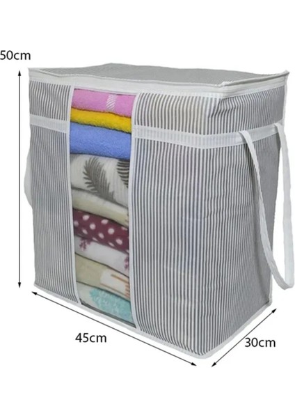 (4 Adet) Alas Pencereli Saklama Çantası Çizgili Çok Amaçlı 50X45X30 cm modelleri
