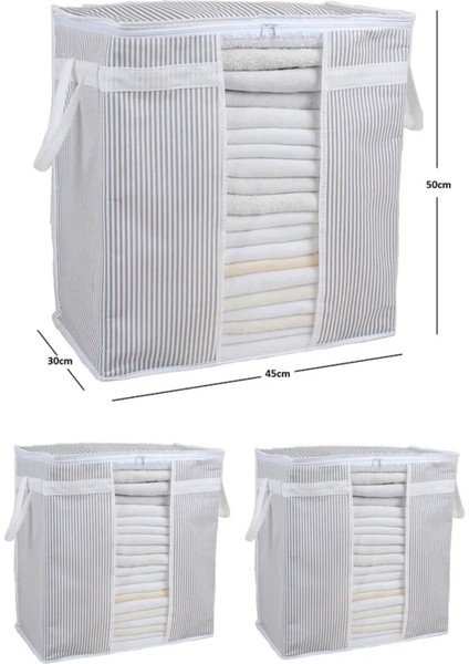 (4 Adet) Alas Pencereli Saklama Çantası Çizgili Çok Amaçlı 50X45X30 cm fırsatları
