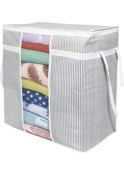 (4 Adet) Alas Pencereli Saklama Çantası Çizgili Çok Amaçlı 50X45X30 cm indirimleri
