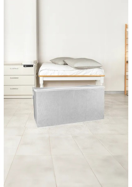 (5 Adet) Alas Gri Çizgili Fermuarlı Mega Boy Hurç Yastık-Yorgan-Kıyafet Düzenleyici 80*40*60 cm fırsatları