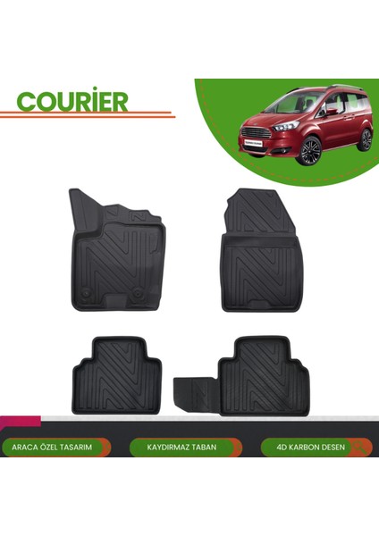 Ford Courier 2014-2023 4d Araca Özel Havuzlu Paspas Takımı (Karbon) fırsatları