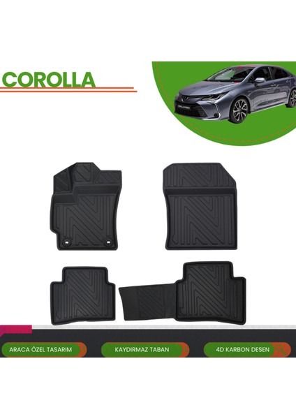 Toyota Corolla 2019+ Araca Özel 4d Havuzlu Paspas Takımı (Karbon)