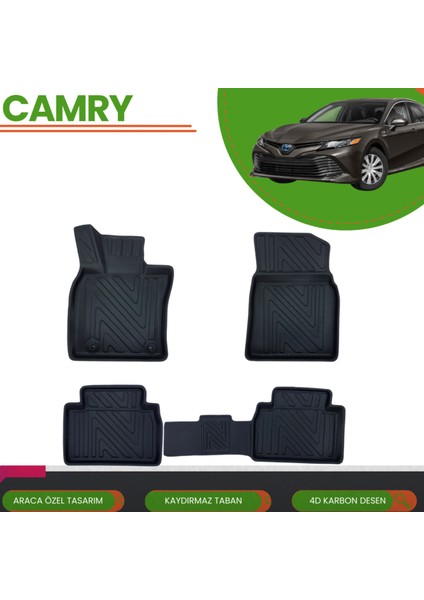 Toyota Camry (Hybrid) 2019 Araca Özel 4d Havuzlu Paspas Takımı (Karbon)